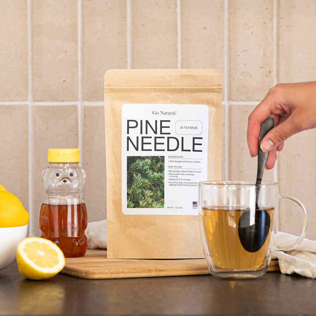 Pine needle tea, wild-foraged in the USA, picked from northern white pines | Protects against infection, strengthens immunity, high in antioxidants, natural suramin (60 Count (Pack of 1))