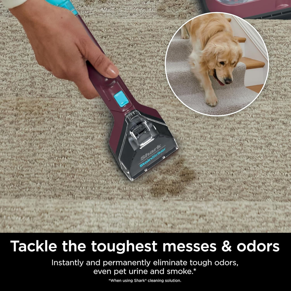 Shark Carpet Cleaner Machine - Portable Upholstery Stain Remover with 2 Solutions & 3 Tools | Perfect for Pet Hair, Burgundy