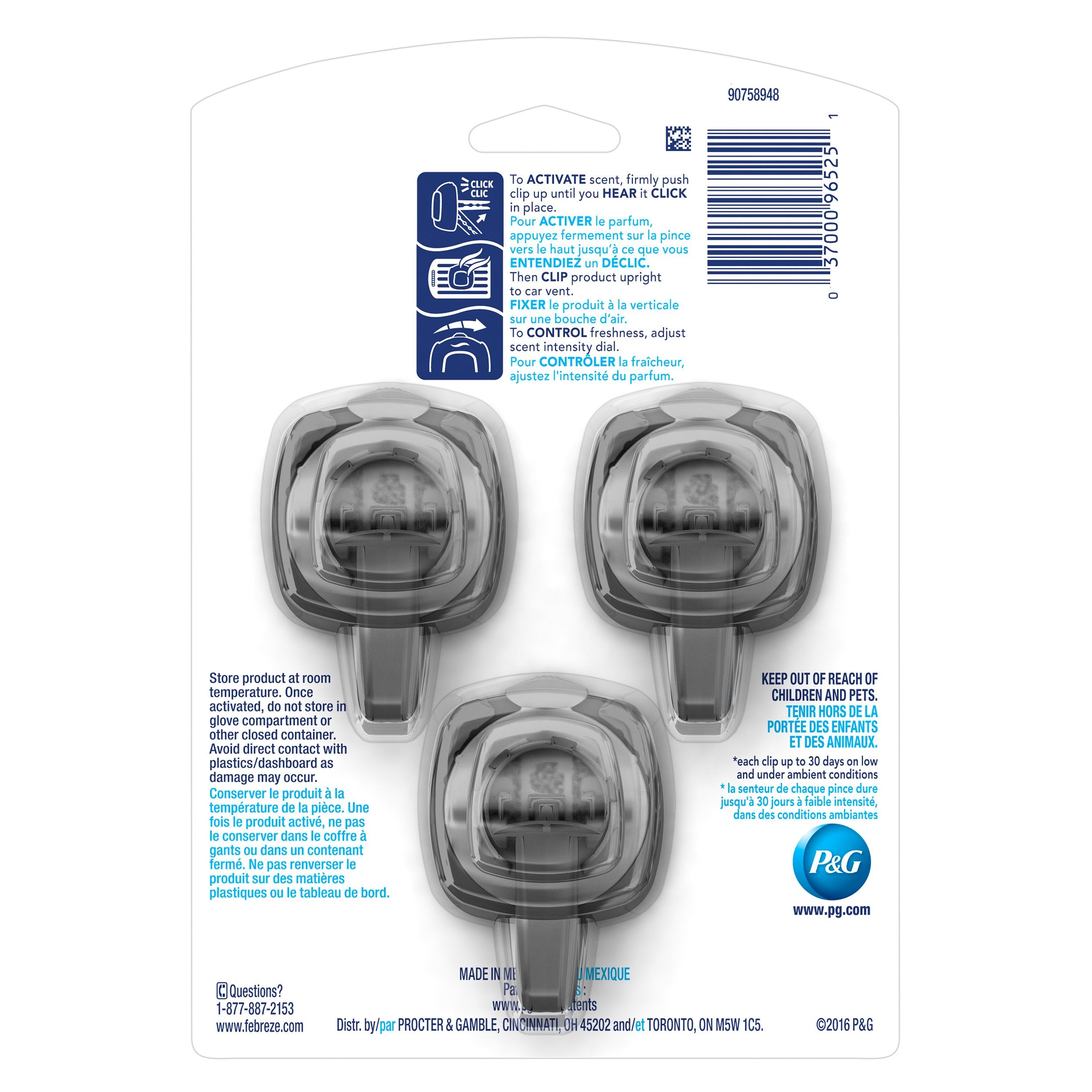 Febreze Car Vent Clip Air Freshener, Gain Original, 0.037 Pound