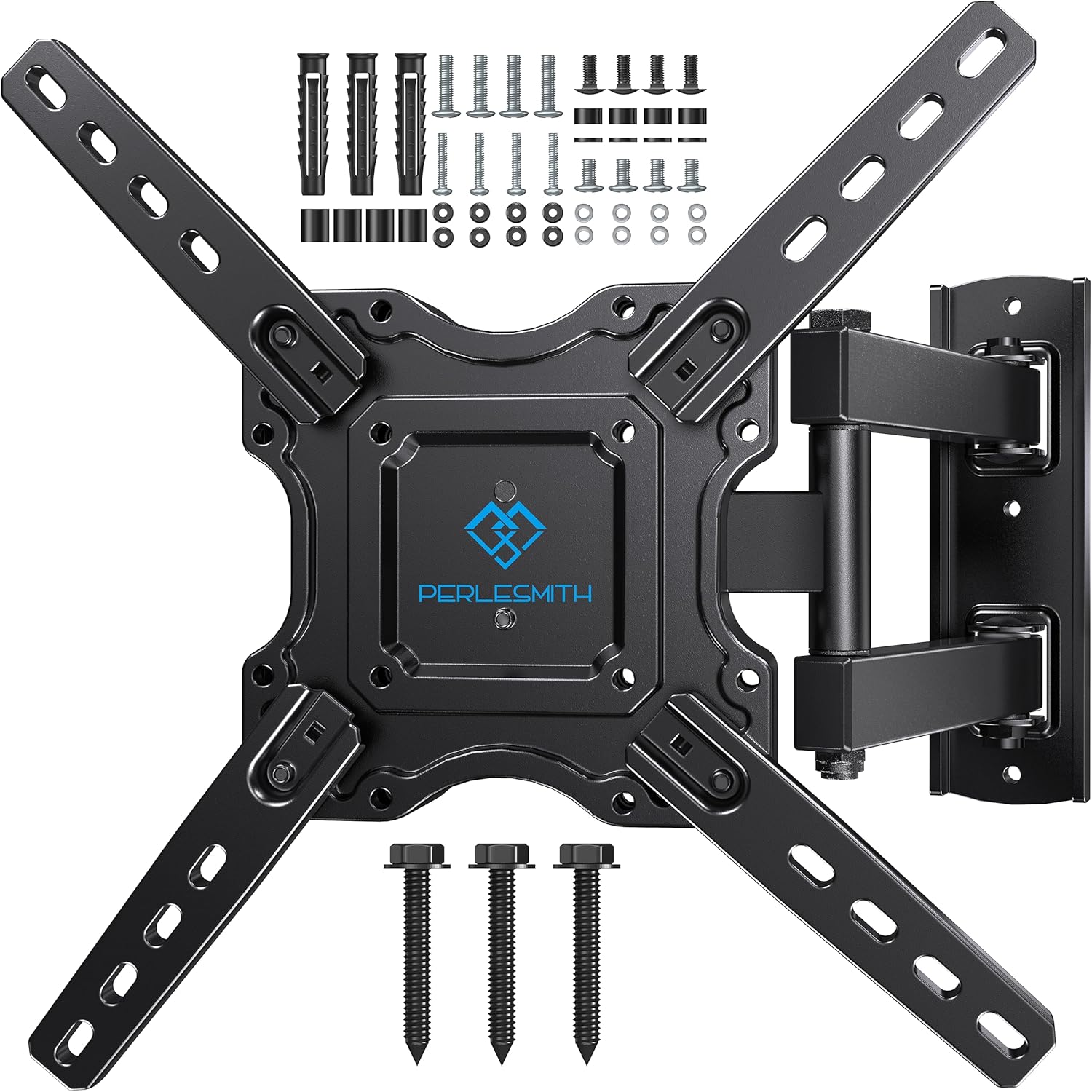 Perlesmith Full Motion TV Wall Mount - Fits 26-60 Inch Flat & Curved OLED TVs Up to 77lbs | Swivel, Tilt & Extend
