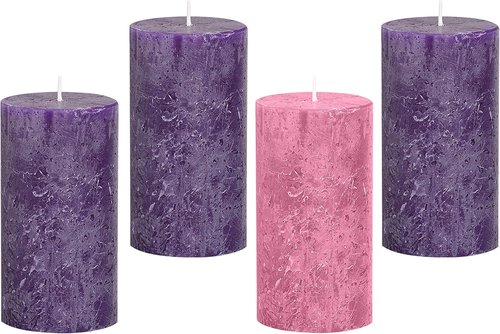 Advent Candle Set of 4 - Rustic Pillar Candles for Advent Rings & Wreaths | Made in The USA