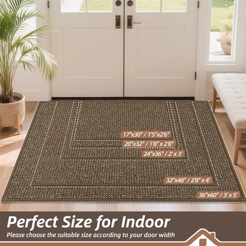 BEQHAUSE Dirt Trapper Door Mat - Non-Slip, Washable, Absorbent Entrance Mat | 32" x 48", Brown