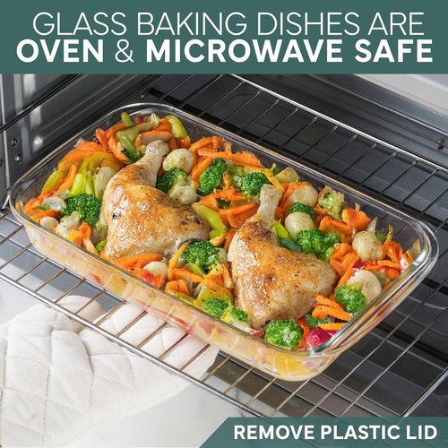 Cook With Color 8-Piece Deep Glass Baking Dish Set - Versatile Casserole & Food Storage Containers | Microwave & Dishwasher Safe, Sage
