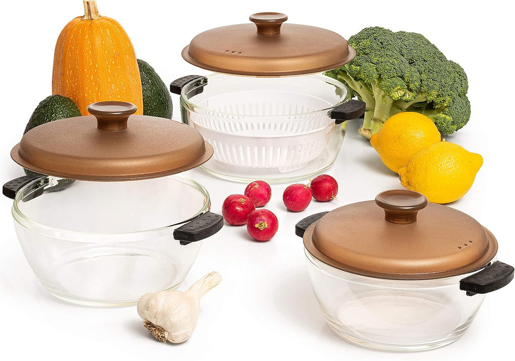 Moss & Stone 6-Piece Borosilicate Glass Casserole Set - Durable Oven & Microwave Safe Dishes | 2.6/1.5/1 Qt