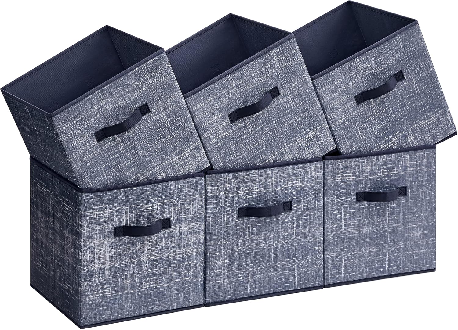 SONGMICS Storage Cubes - 11.8-Inch Foldable Non-Woven Fabric Bins with Double Handles | Set of 6 in Misty Blue