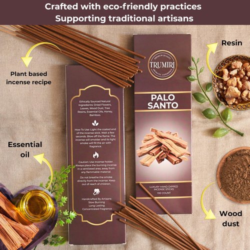 Palo Santo Incense Sticks - Pack of 100 Insence-Sticks for Removing Negative Energy - Made with Natural Incienso De Palo Santo - Scented Insense Spiritual Non Toxic Inscents