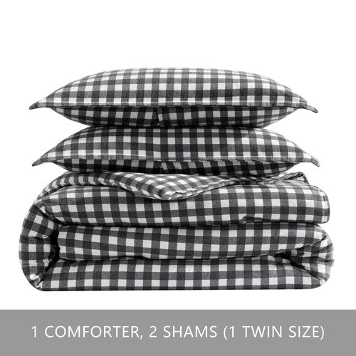 Eddie Bauer - Queen Comforter Set, Reversible Cotton Bedding with Matching Shams, Luxurious Bedding Set for Colder Months (Preston Grey, Queen)