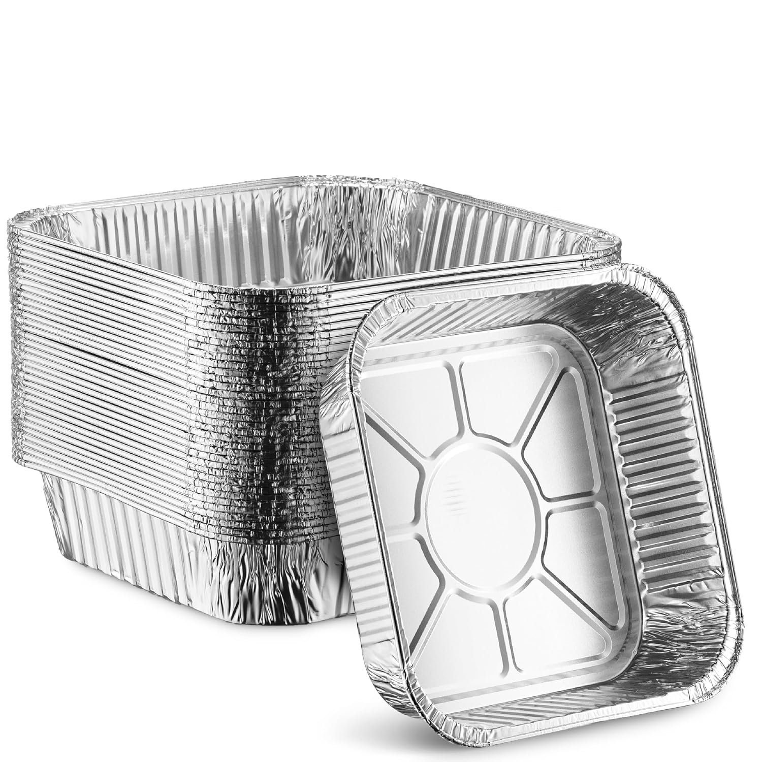 MontoPack 8” Disposable Aluminum Foil Baking Pans - 20 Pack | Versatile 8 x 8 Cake Pan for Broiling & Meal Prep