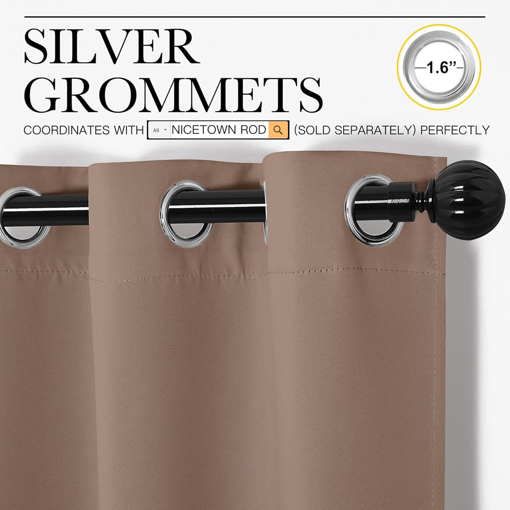 NICETOWN Blackout Curtains - Thermal Insulated Grommet Drapes for Bedroom | Set of 2 Panels, 55 x 86 Inch, Cappuccino