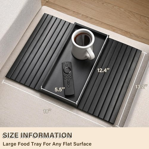 YUBAMIN Bamboo Sofa Arm Tray, Anti-Dropping Couch Arm Tray, Foldable Sofa Armrest Tray Couch Arm Table for Eats, Drinks, Snacks, Remote, Cellphone, Cup Holder, Back Anti-Slip Pad Design