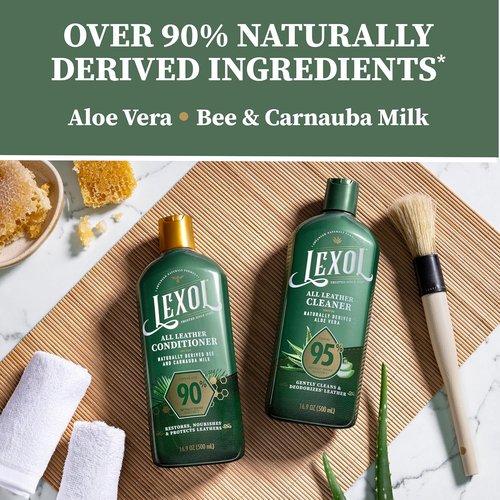 Lexol Advanced Naturals Leather Care Kit - Cleaner, Conditioner & Brush for Cars, Furniture & More | 5 Piece Set