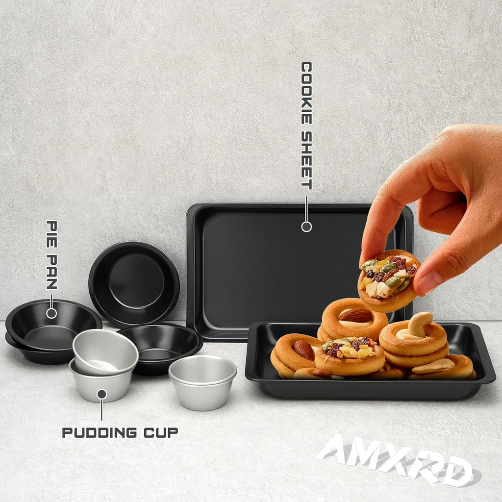 Nonstick Baking Sheets Set by [Brand Name] - Perfect for Toaster Ovens | Ideal for 1-2 Person Households, 9.5” x 7.1”