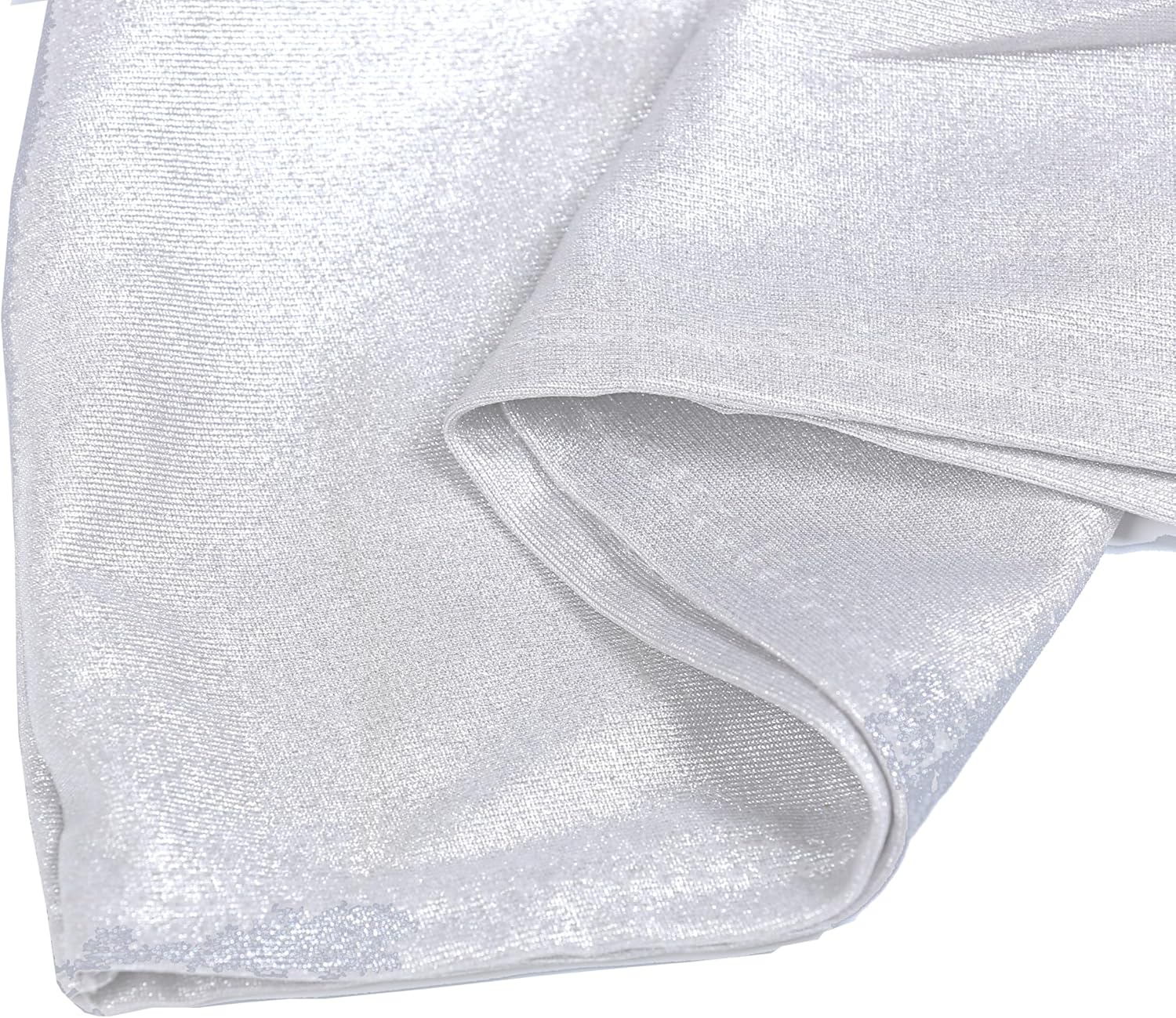 MDS Spandex Foil Chair Sashes - Universal Elastic Stretch Bands with Buckle for Weddings | Metallic Silver, Pack of 100