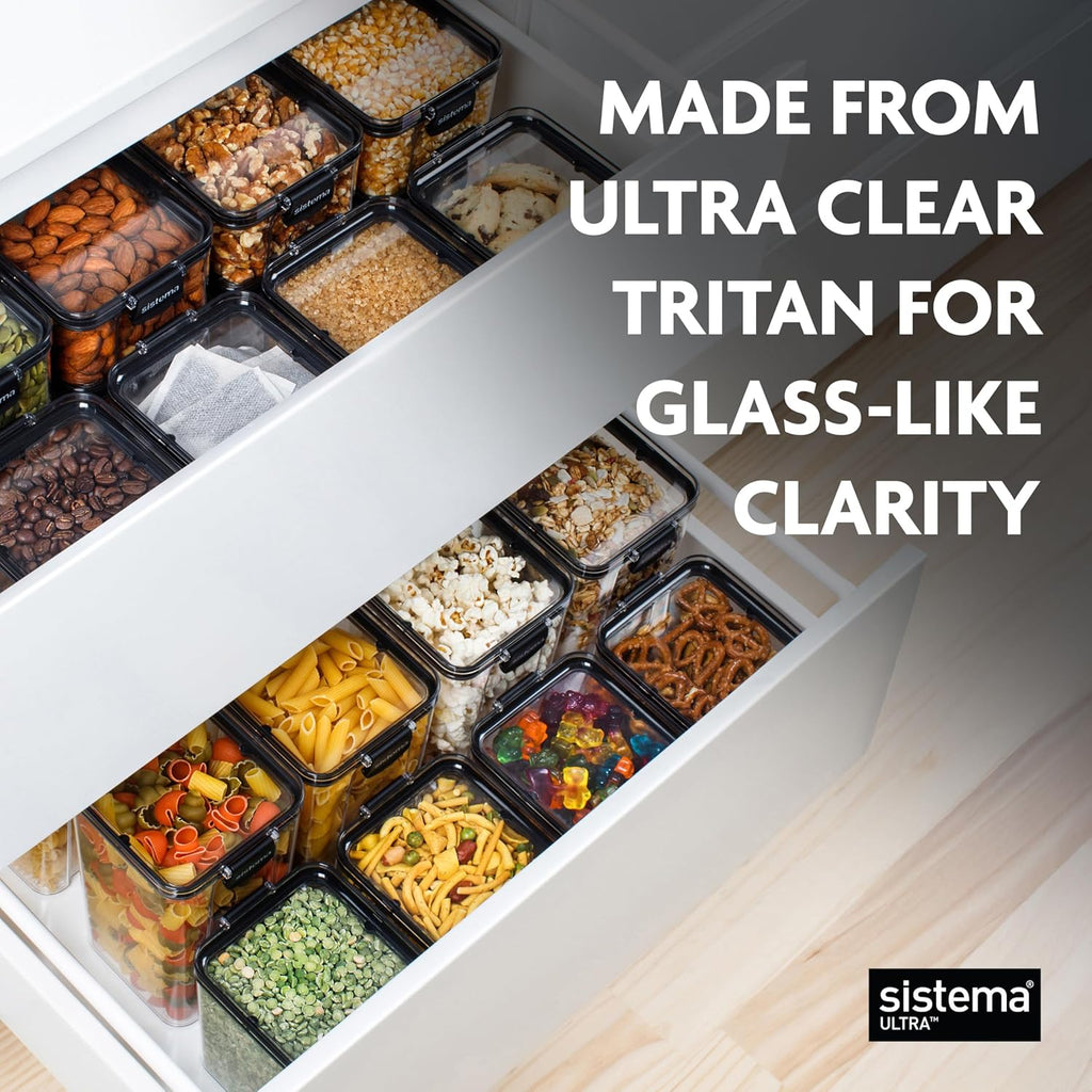 Sistema Tritan Ultra Airtight Kitchen Storage Containers - 5-Pack Clear Stackable BPA-Free