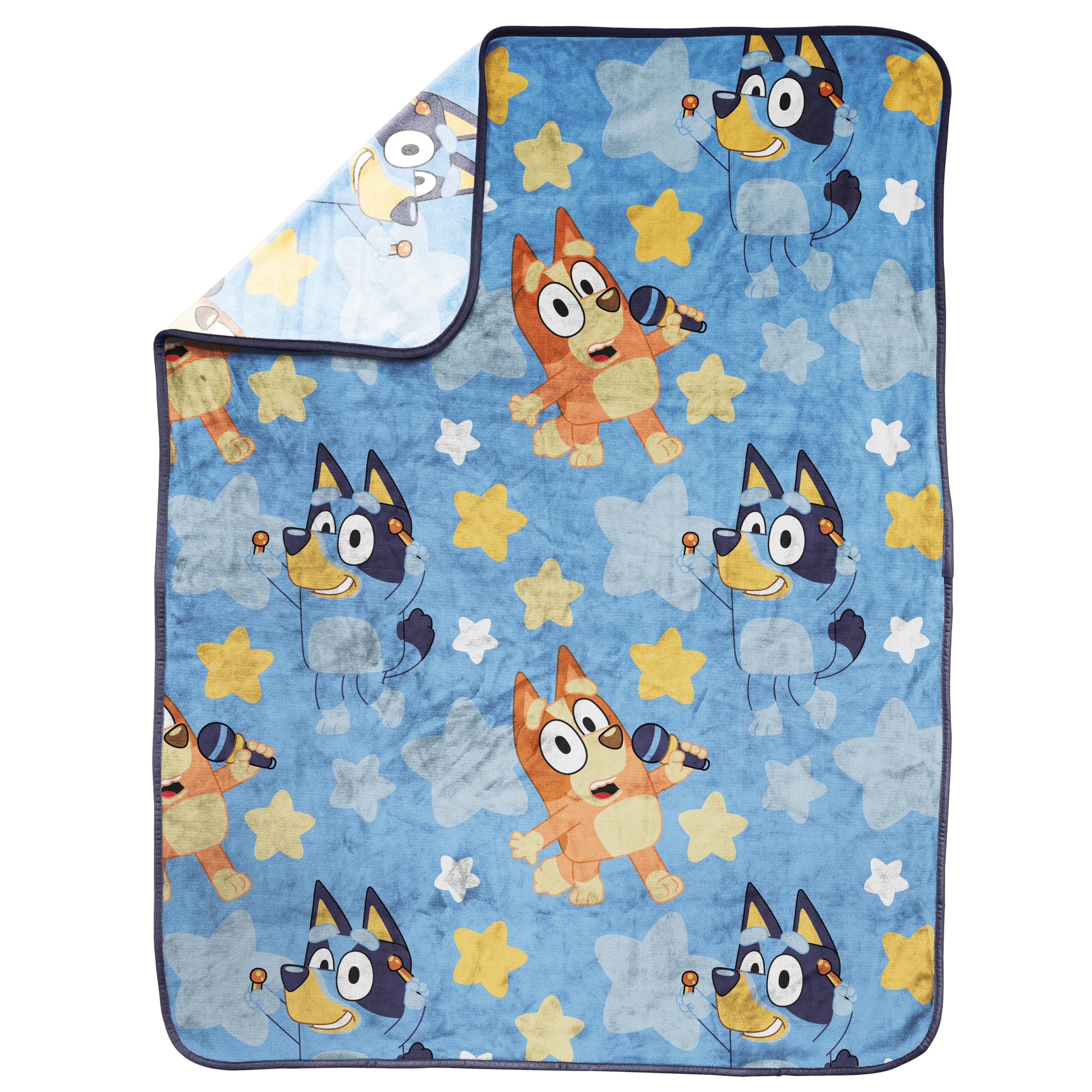 Jay Franco Kids Plush Throw Blanket – Soft & Cozy Fleece Throw for Bedroom & Couch Décor, Official Licensed Product, Blue - Bluey, 40x50 - Travel Blanket