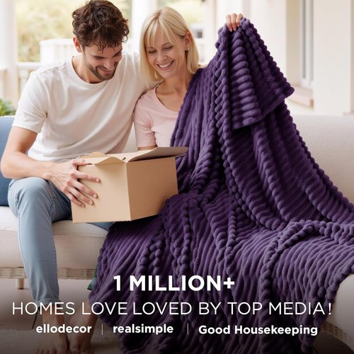 Bedsure GentleSoft Purple Fleece Blanket - Cozy Soft Throw for Couch | 60x80 Inches