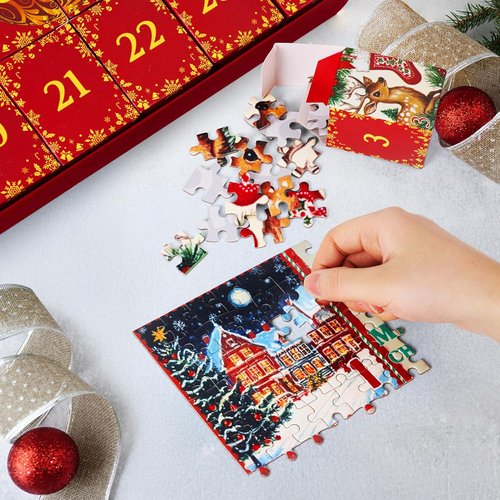 JOYIN 1000 PCS Christmas Advent Calendar Puzzles - 24 Days of Fun Countdown Gifts for Kids