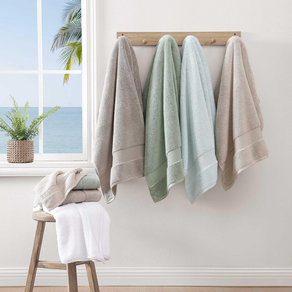 Tommy Bahama - Bath Towels Set, Soft & Highly Absorbent Cotton, Low Linting & Fade Resistant Bathroom Essentials (Long Branch Blue, 3-Piece)