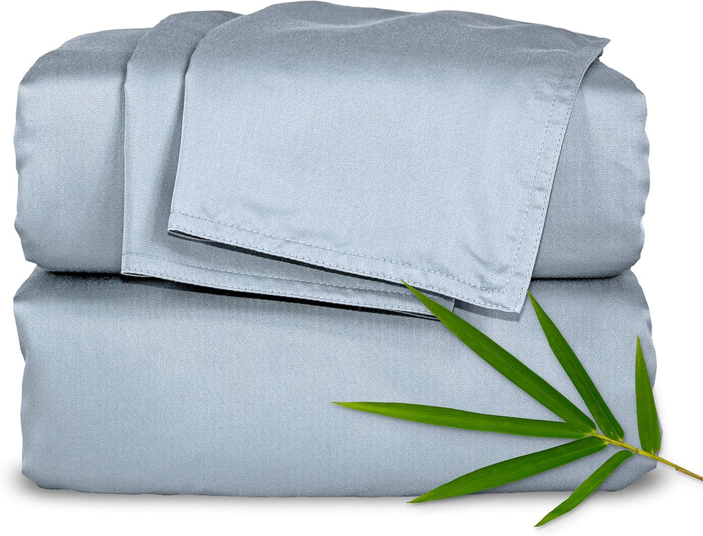 Pure Bamboo Short Queen Sheets - 100% Organic Viscose, Soft & Cooling Bed Set (60"x75") | 2-Year Quality Promise, Sterling Blue