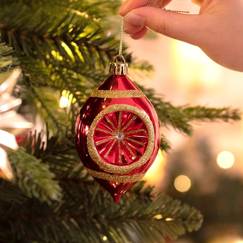 Valery Madelyn 100 ct Christmas Tree Ornaments Set - Luxury Red Gold Large