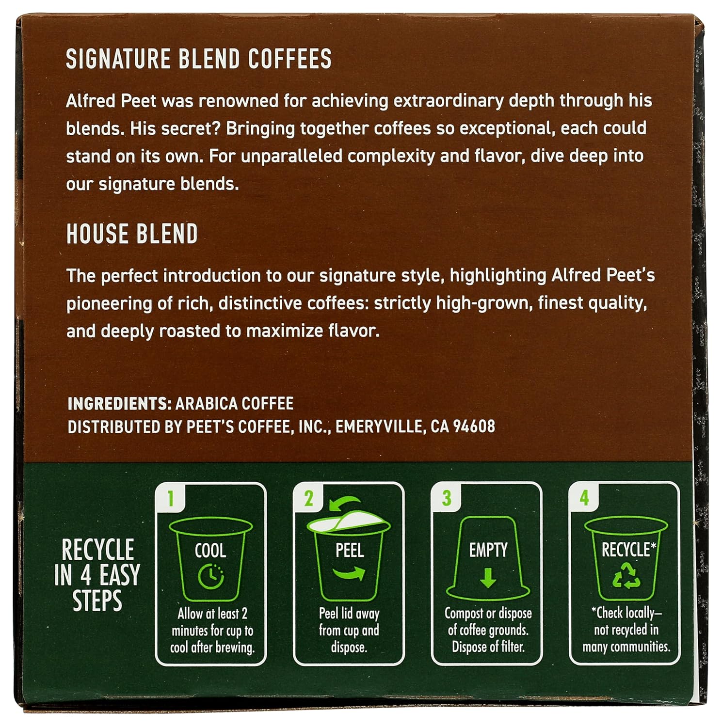 Peet's Coffee House Dark Roast K-Cup Coffee Pods - 10 Pods, Perfect for Keurig Brewers, 4.4 oz