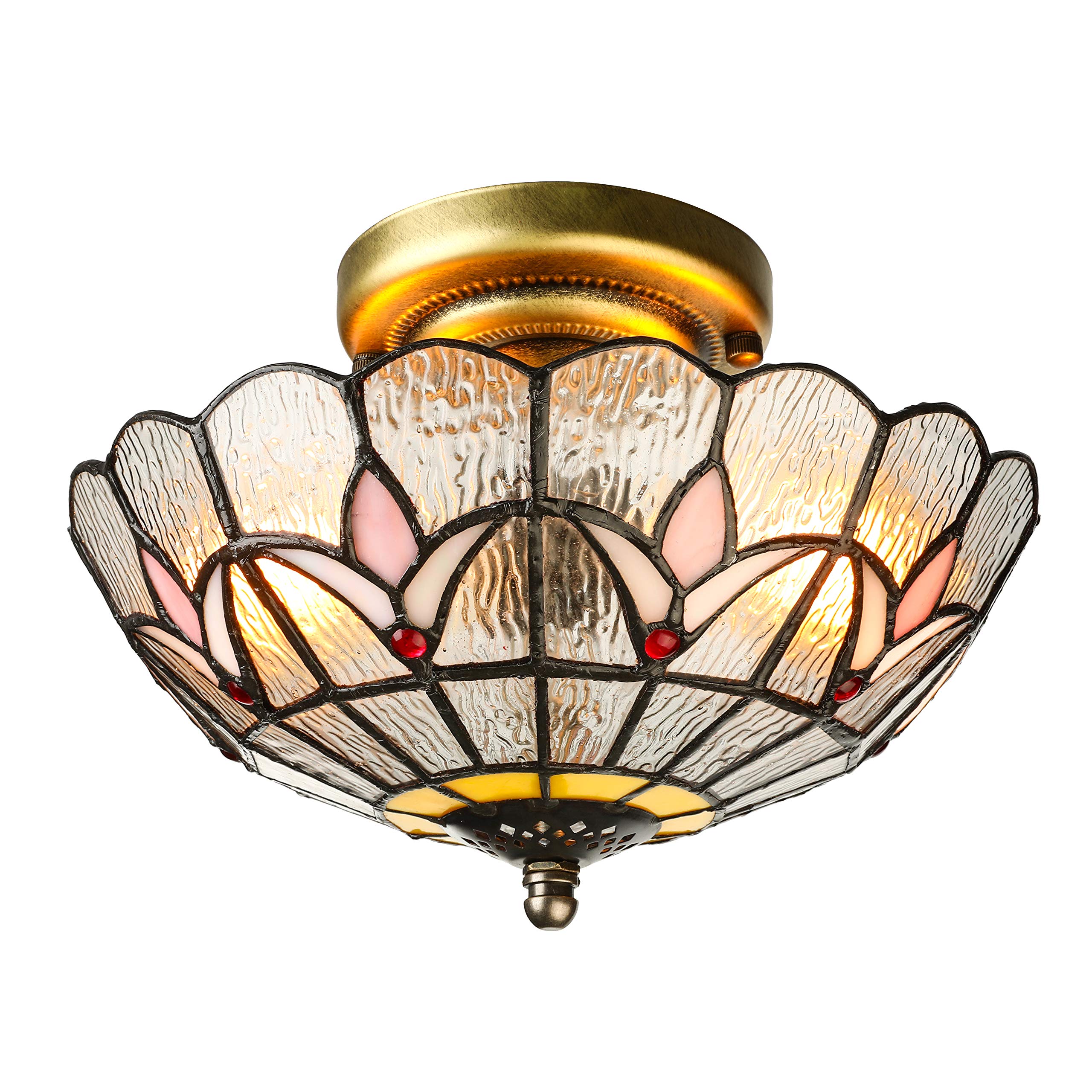 RUNNUP Industrial 12" Wide Flush Mount Ceiling Light Fixture with Glass Tulip Shade Ceiling Lamp in Clear