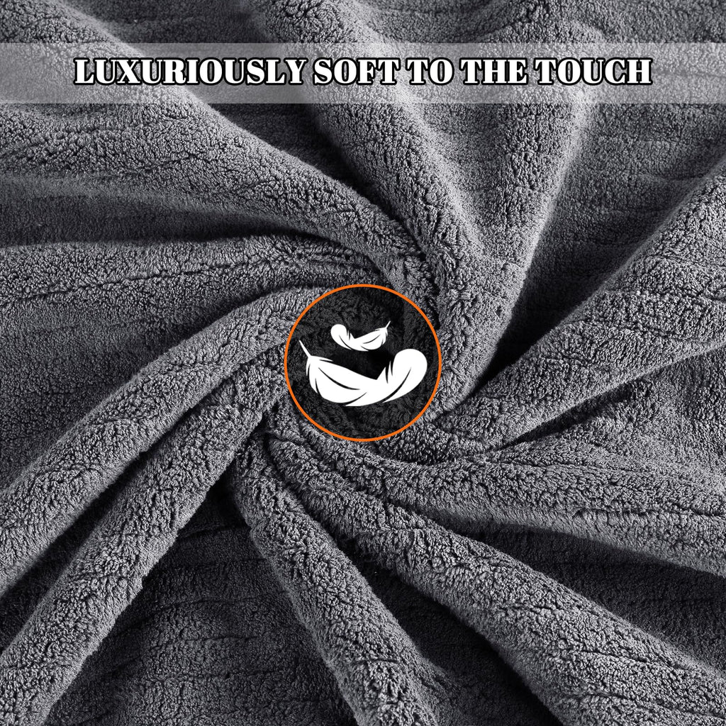 Lunoku Bath Towels Set of 4 Extra Large 35 x 70 Inches,Luxury Thick High Absorbent Quick Dry Bath Sheet,Ultra Soft Microfiber,Bathroom,Beach,Yoga,Sport,SPA (Grey)