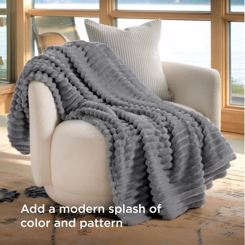 Bedsure GentleSoft Fleece Blanket - Cozy Frost Gray Throw for Couch | 50x60 Inches