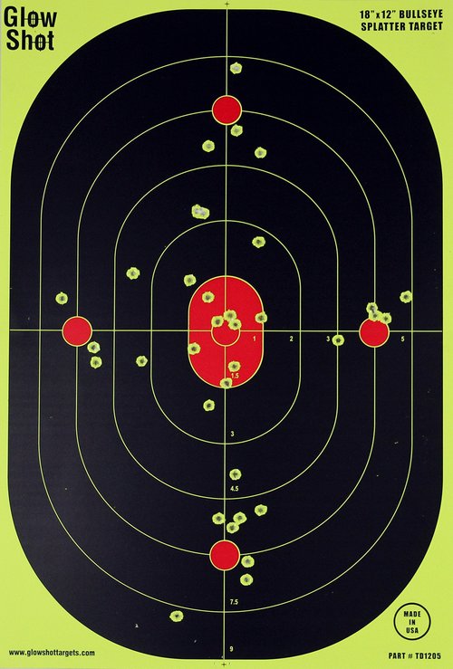12x18-Inch Bullseye Glowshot Splatter Targets 10 Pack, 25 Pack, 50 Pack, 100 Packs (100 Pack)