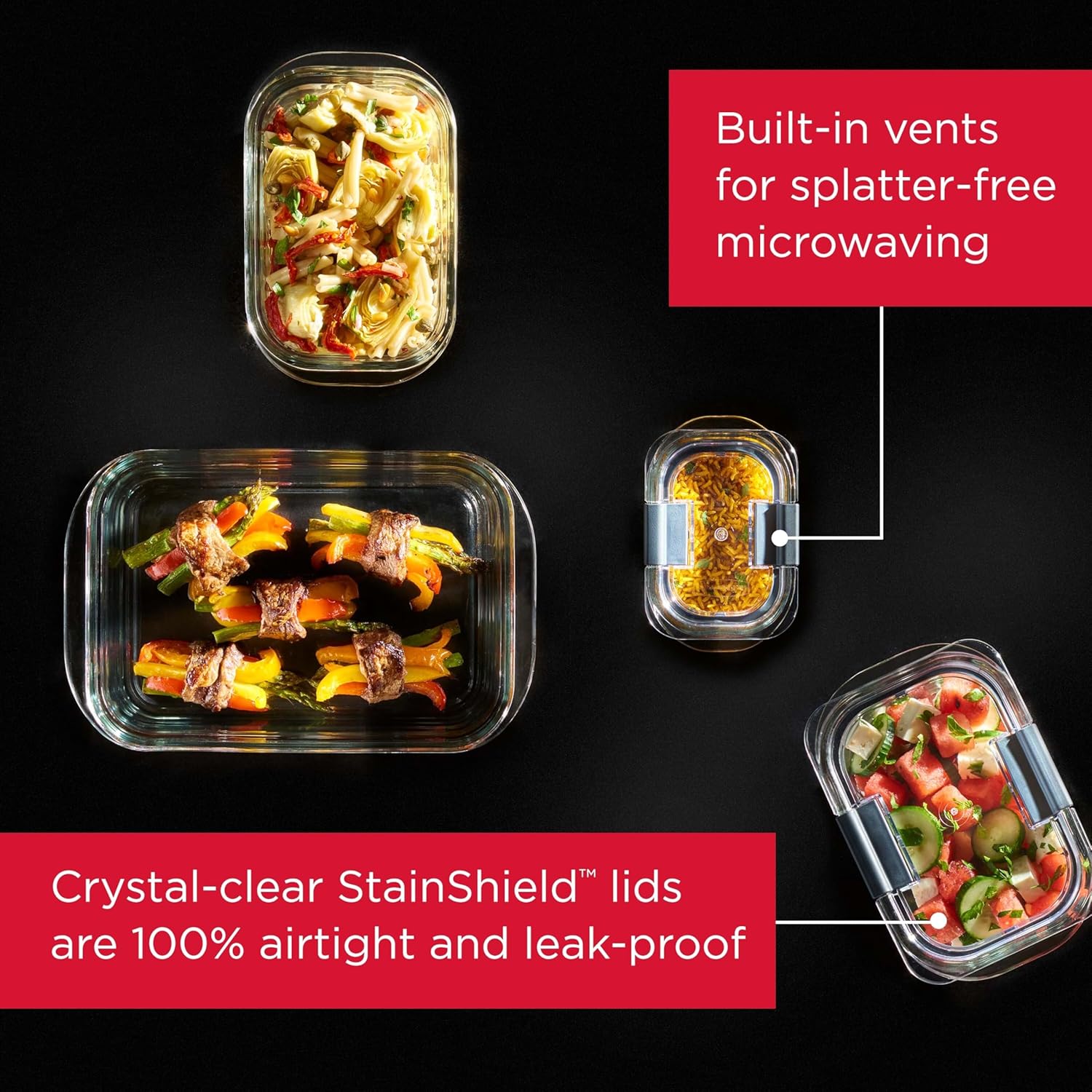 Rubbermaid Brilliance Glass Food Storage Containers - Leak-Proof, BPA-Free, Set of 9 | Assorted Sizes