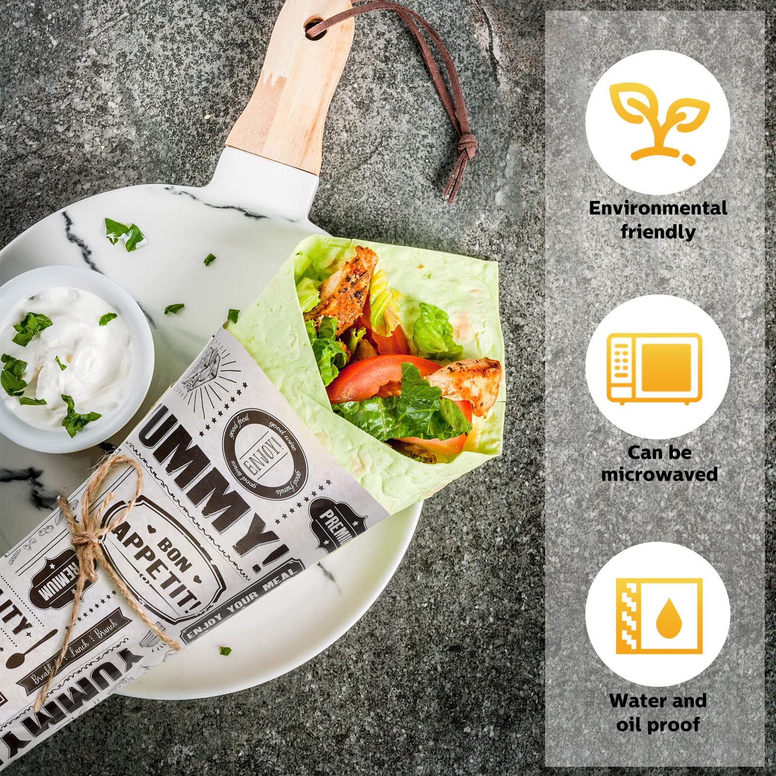 Chinco 1000 Pieces Newsprint Wax Paper Sheets Newspaper Theme Food Wrap Paper Grease Resistant Tray Liners Waterproof Wrapping Tissue Food Picnic for Kitchen Baking Hamburger (White Background)