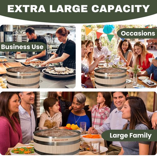 2-tier 12" Bamboo Steamer with Reinforcement & Handle, Reusable Silicone Liner & Accessories Kit For Cooking Dumpling, Baby Bao Bun, Dim Sum, Rice Potsticker Steaming Chinese Asian Food & Vegetables