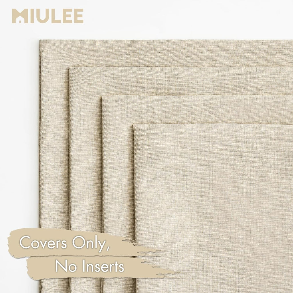MIULEE Decorative Outdoor Throw Pillow Covers - Waterproof Linen Cushion Cases | Pack of 4, 18x18 Inch, Beige