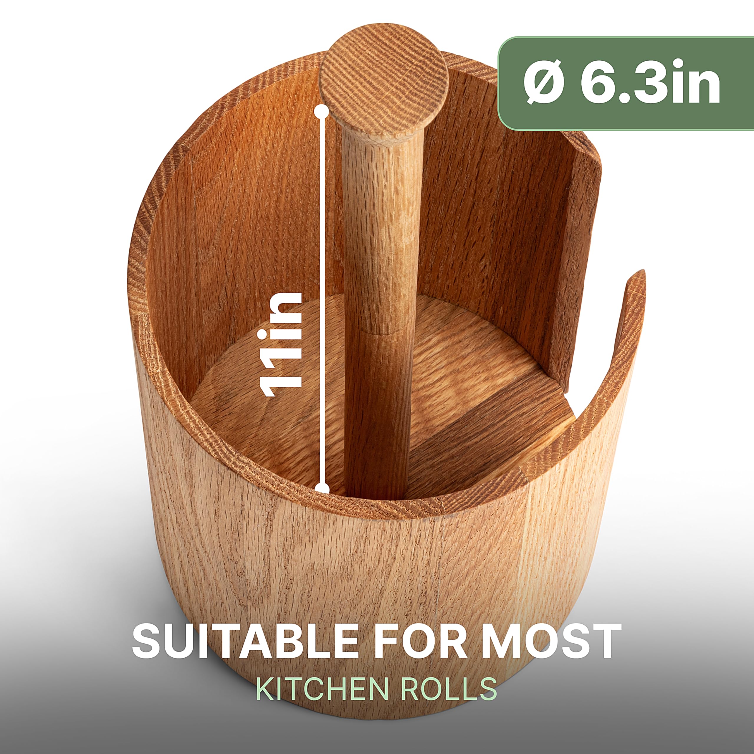 WALDWERK Design Paper Towel Holder Out of Oak Wood - Kitchen Towel Holder for All Standard Kitchen Rolls - Wooden Paper Towel Holder for Countertop - Papertowel Holder for Kitchen