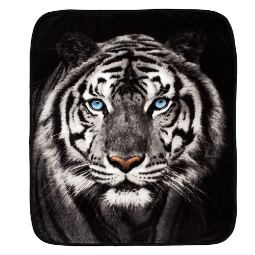 Northwest Wild Heritage Raschel Throw Blanket, 50" x 60", White Tiger