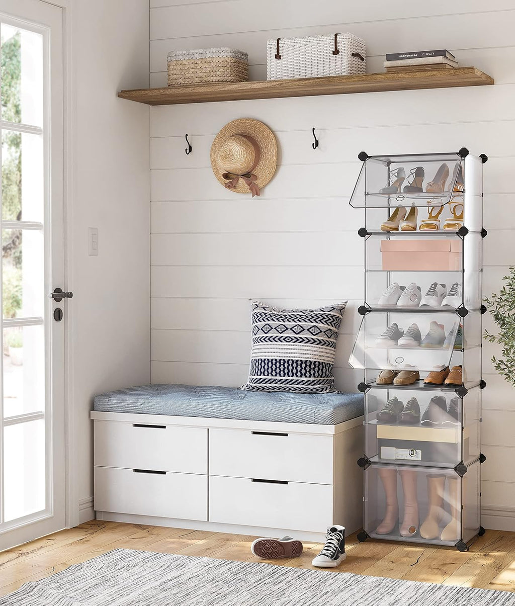 SONGMICS Shoe Rack - 10-Slot Storage Organizer with Doors | Portable Modular Design for Shoes & Accessories