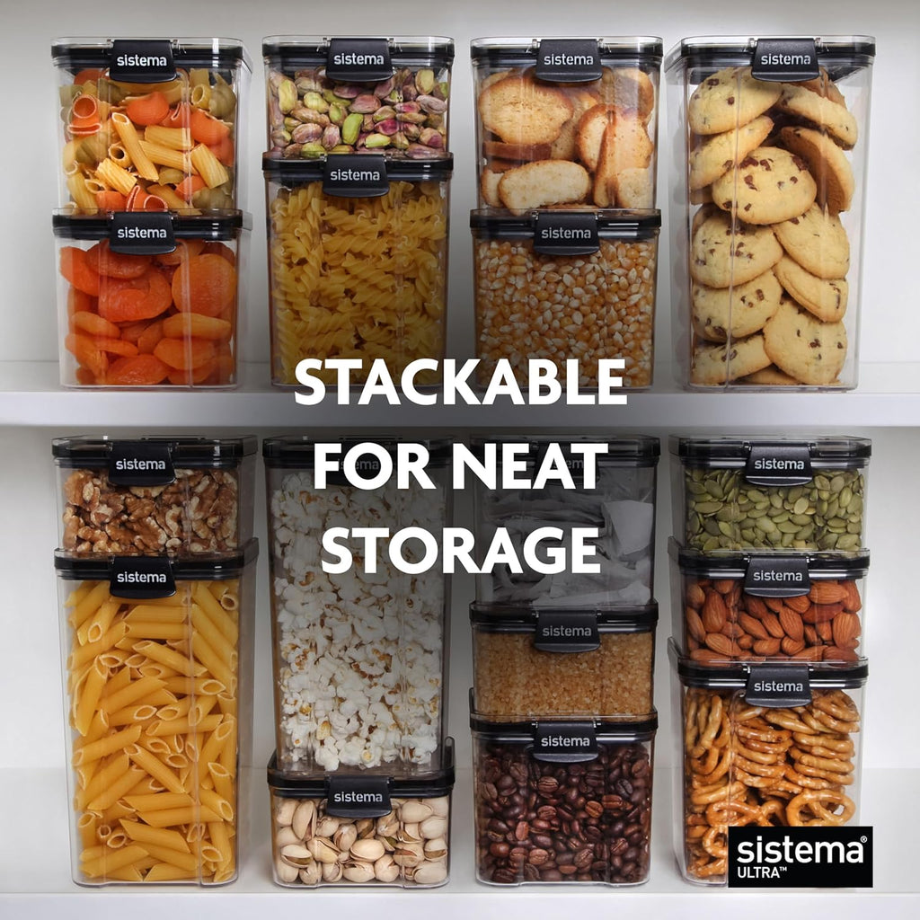 Sistema Tritan Ultra Airtight Kitchen Storage Containers - 5-Pack Clear Stackable BPA-Free