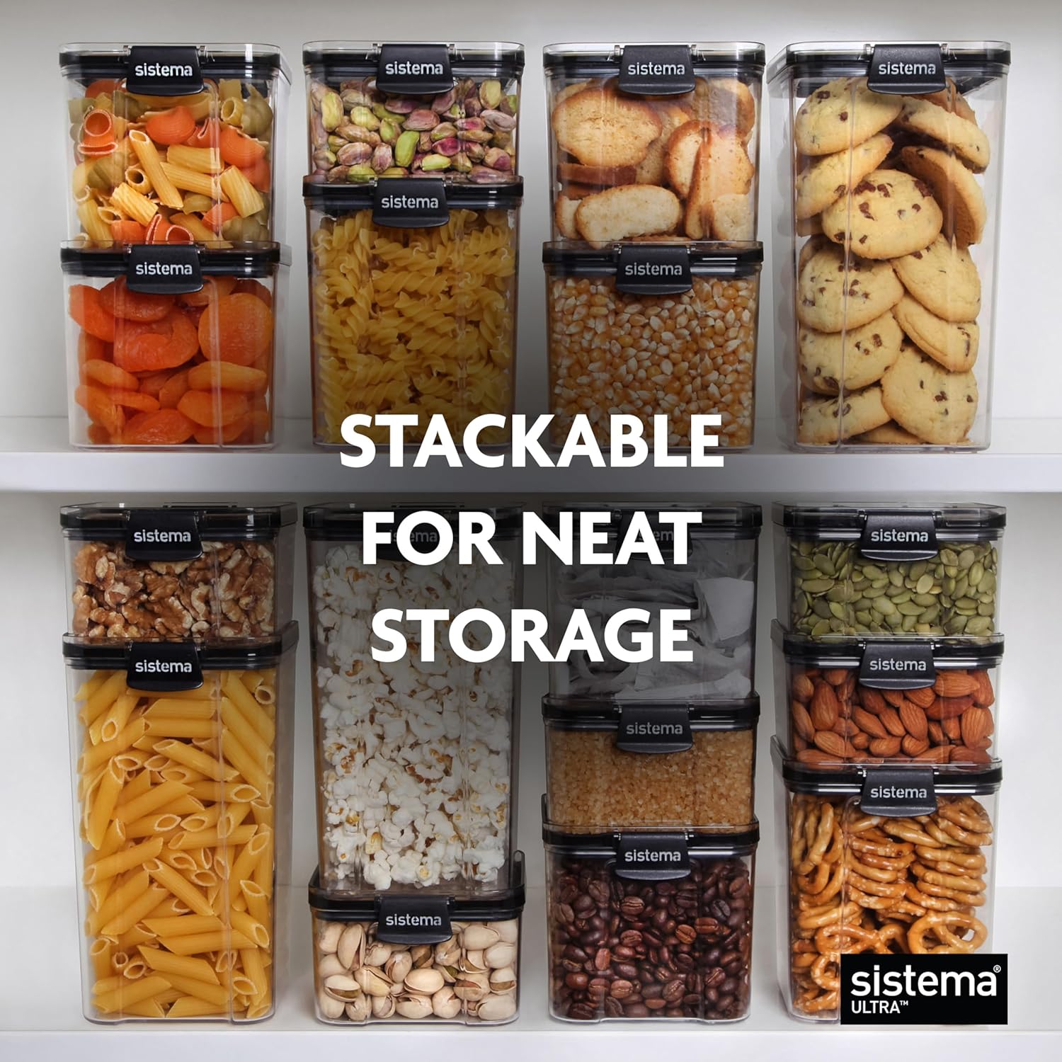 Sistema Tritan Ultra Airtight Kitchen Storage Containers - 5-Pack Clear Stackable BPA-Free