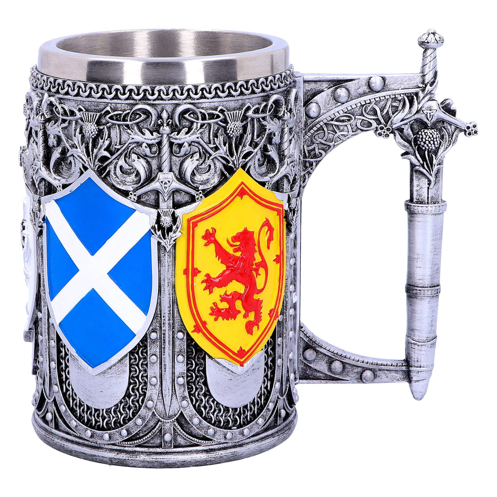 Nemesis Now B4698P9 Tankard of The Brave Scottish Shield Mug 16cm, Resin w. Stainless Steel