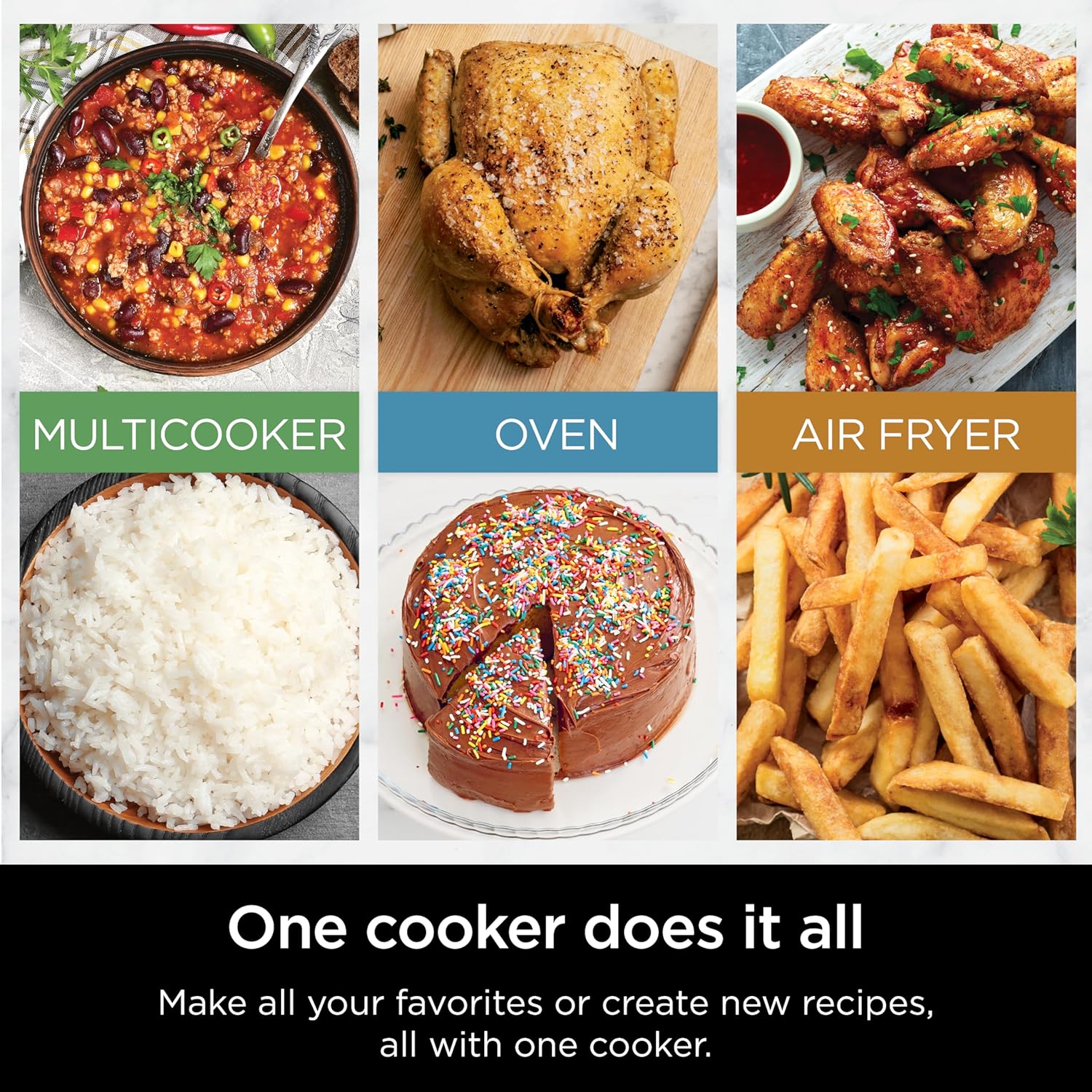 Ninja Combi Multicooker - 14-in-1 Air Fryer & Oven for Quick Meals in 15 Mins | Stainless Steel, SFP701