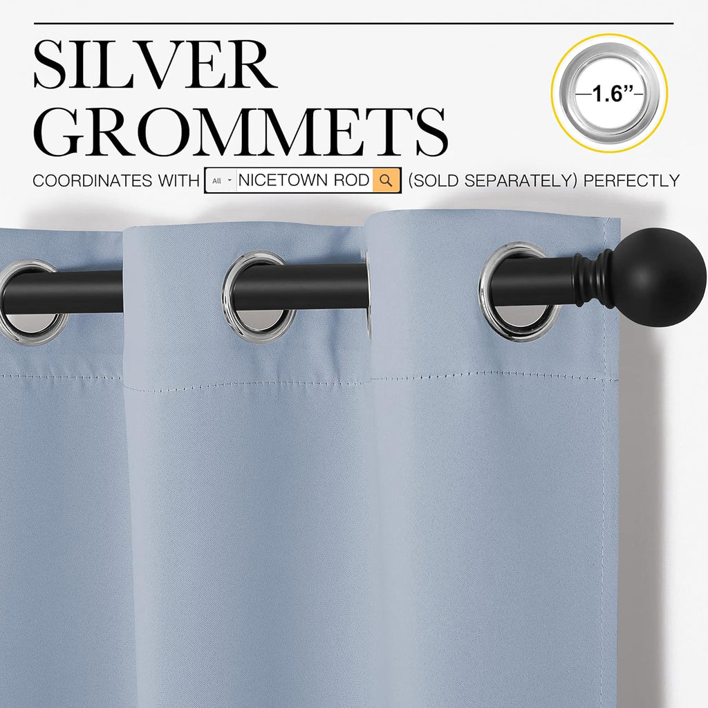 NICETOWN Blackout Curtains - Vintage Blue Thermal Insulated Drapes for Bedroom | 42" x 63" (1 Pair)