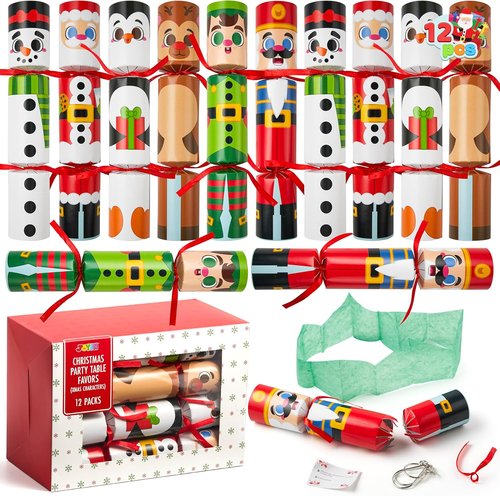 JOYIN 12 Pack Christmas Party Favors - Fun Hats, Jokes & Gifts for Holiday Dinner Decorations