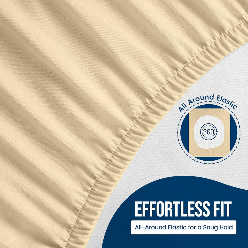 Utopia Bedding Twin Size Mattress Protector - Waterproof Terry Cover, Soft & Breathable, 15" Deep Pockets | Beige