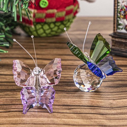 H&D Hyaline & Dora Handmade K9 Crystal Butterfly Figurines - Elegant Glass Decor for Home & Weddings