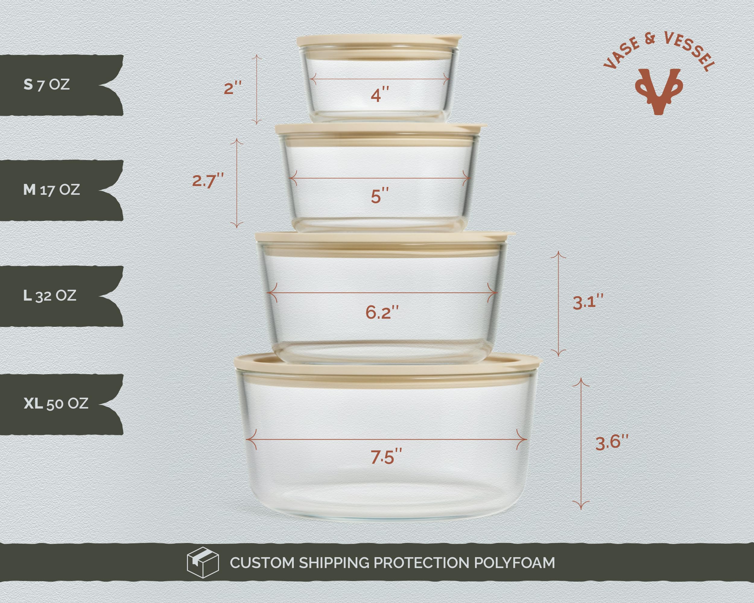 Vase and Vessel Glass Storage Container Set, Borosilicate Glass, Tempered Glass Lids, Baking Pan, Airtight with Vents, Microwave, Oven & Dishwasher Safe, (Circular - Set Of 4)