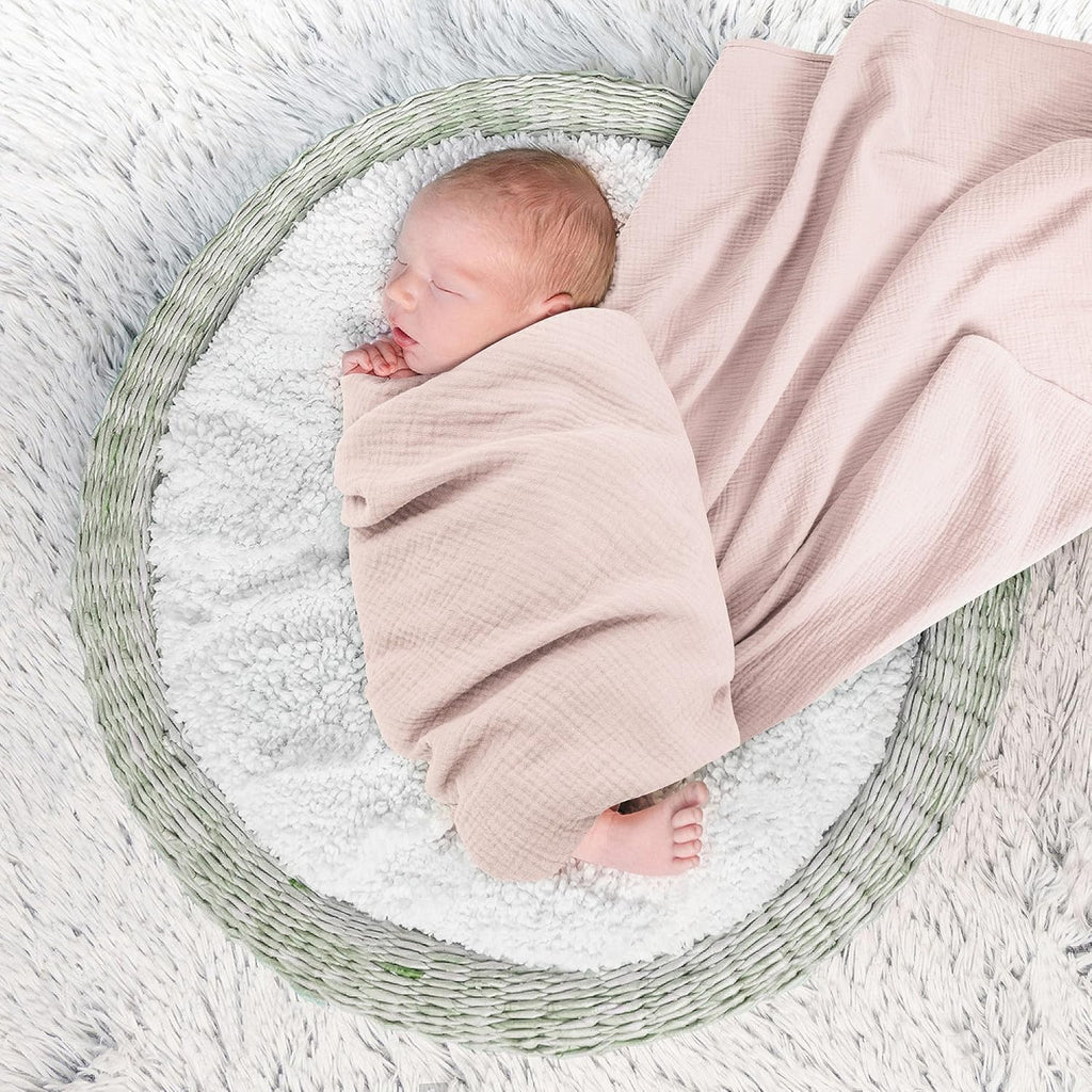 Susurration Muslin Receiving Blanket - 100% Cotton Soft Swaddle for Newborns | Unisex Pink 38x40 Inch