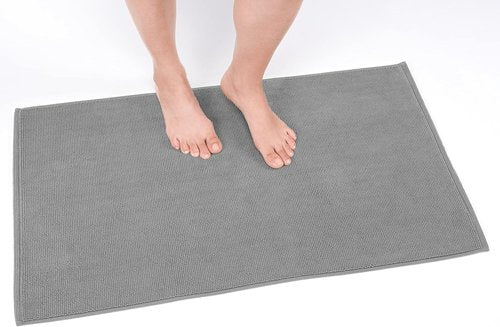Cotton Paradise 100% Cotton Bath Mat - Soft, Absorbent & Quick-Dry | 17x24 Inch, Light Grey