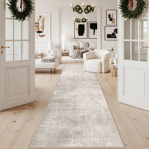 HAOYUNLAI Hallway Runner Rug - Soft Non-Slip Kitchen Mat with Rubber Backing | Washable 3x12 Beige/Cream