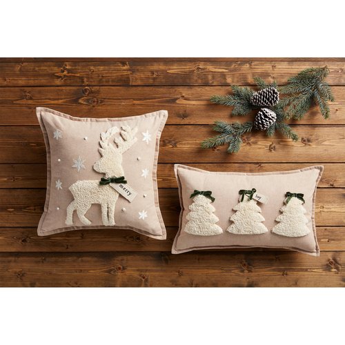 Mud Pie Tufted White Pillow, Square, 18" x 18"