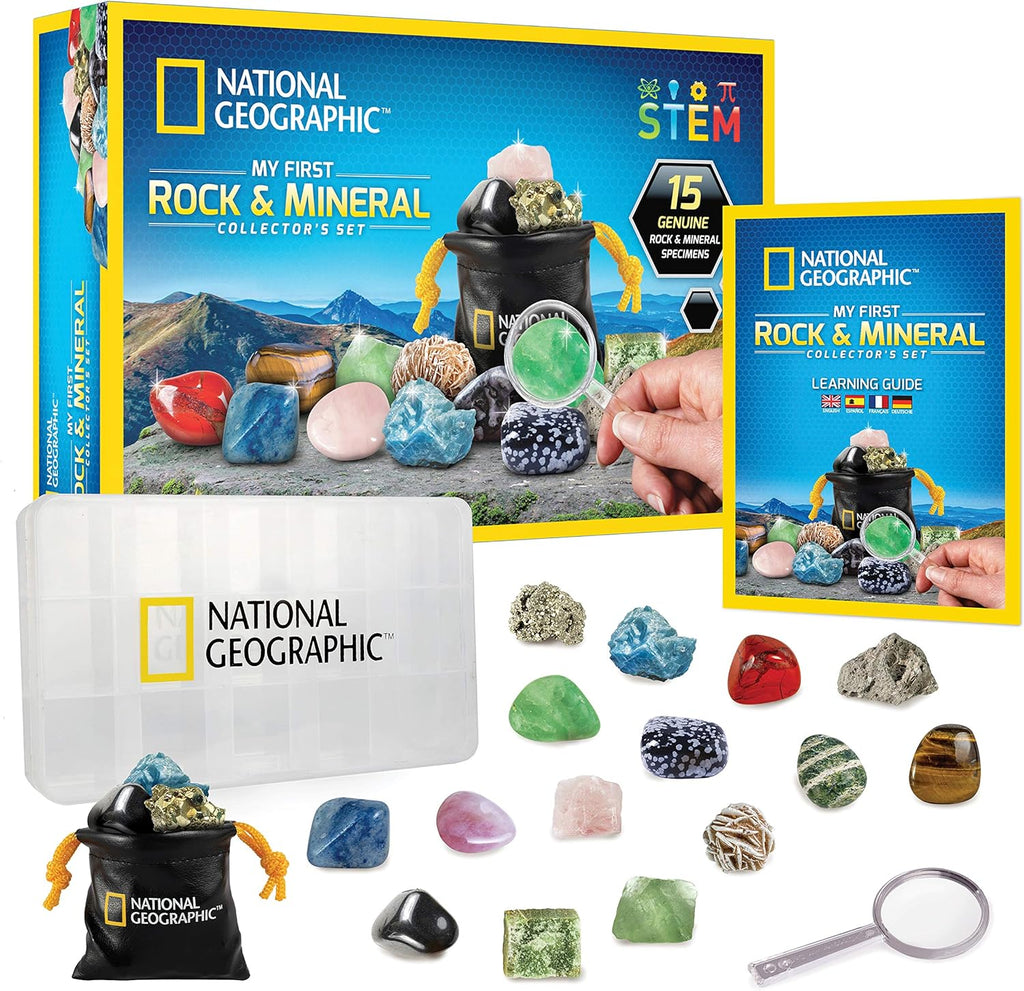 National Geographic Rock & Mineral Collection - 15 Gemstones & Crystals Science Kit for Kids